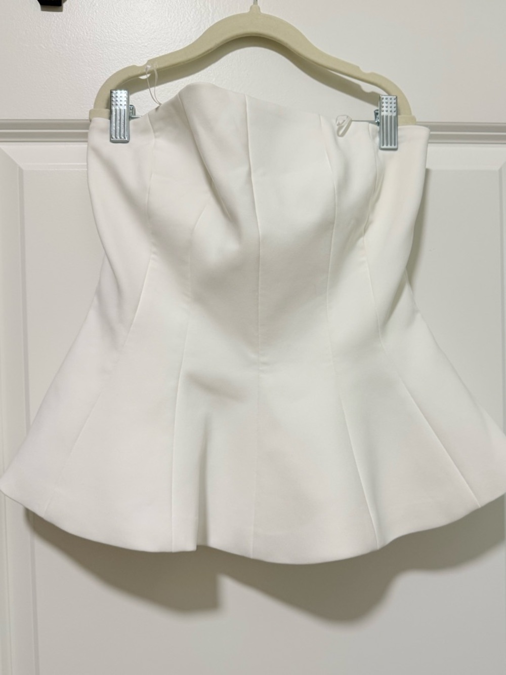 Zara White Strapless Peplum Top